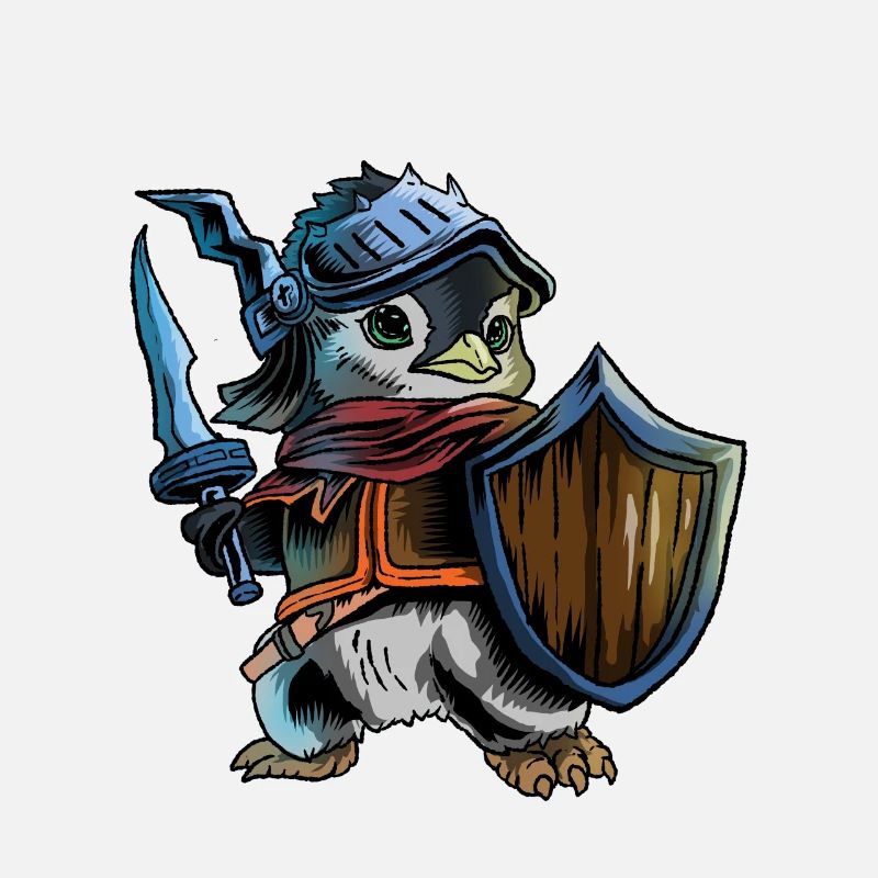 Chevalier pingouin guerrier épée cavalier cavalier cadeau