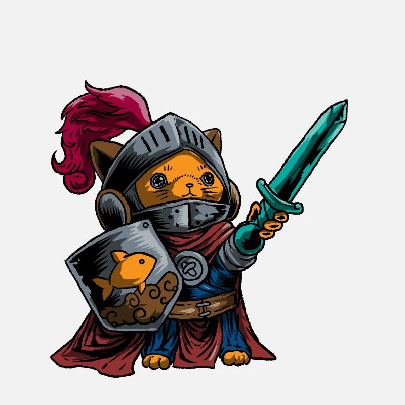 Chevalier Chat Guerrier Bouclier Epée Cavalier Noble
