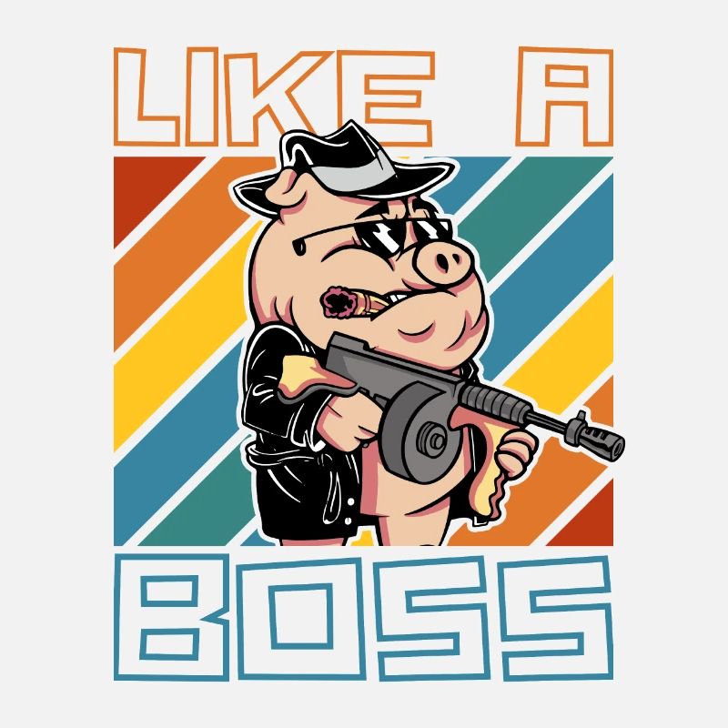 Comme un patron Drôle de cochon de mafia Cartoon Saying