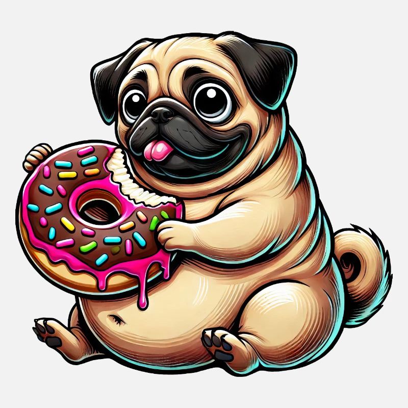 Chien de dessin animé mignon carlin beignet