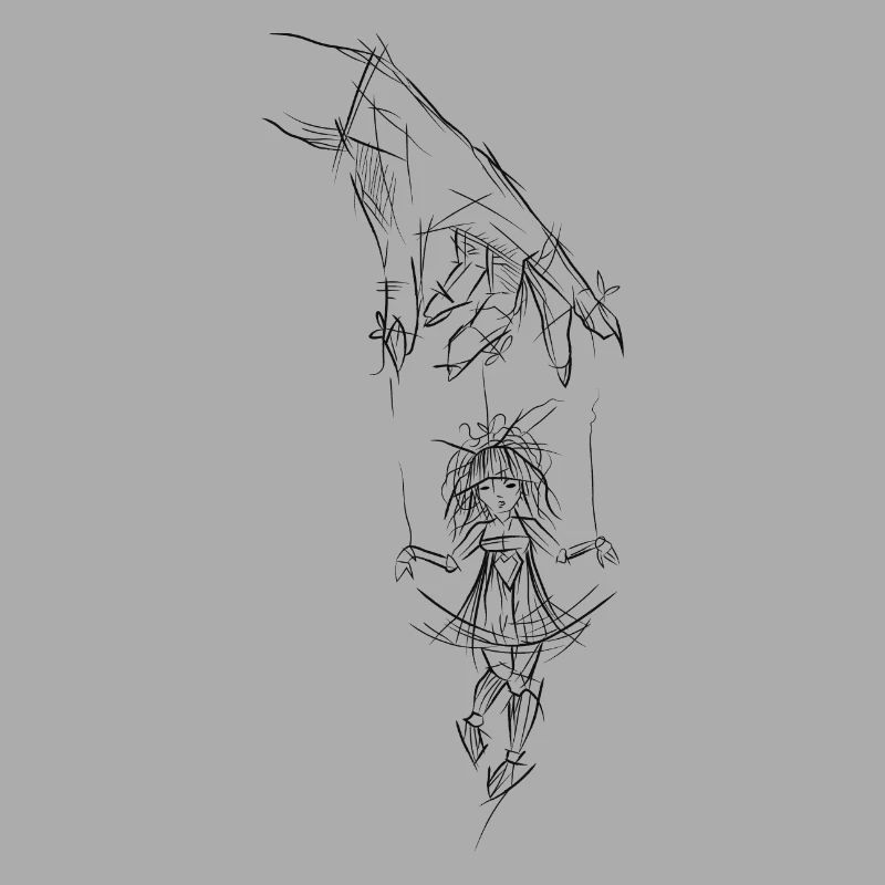 Puppeteer puppetmaster drawn hand puppet