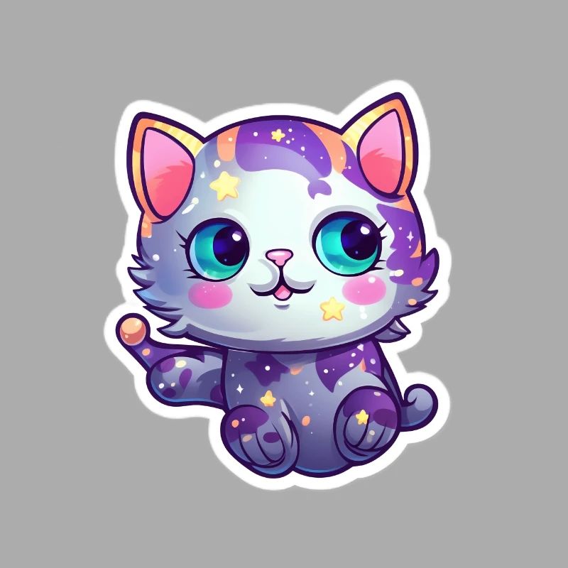 Mignon chat de dessin animé flottant dans l’espace