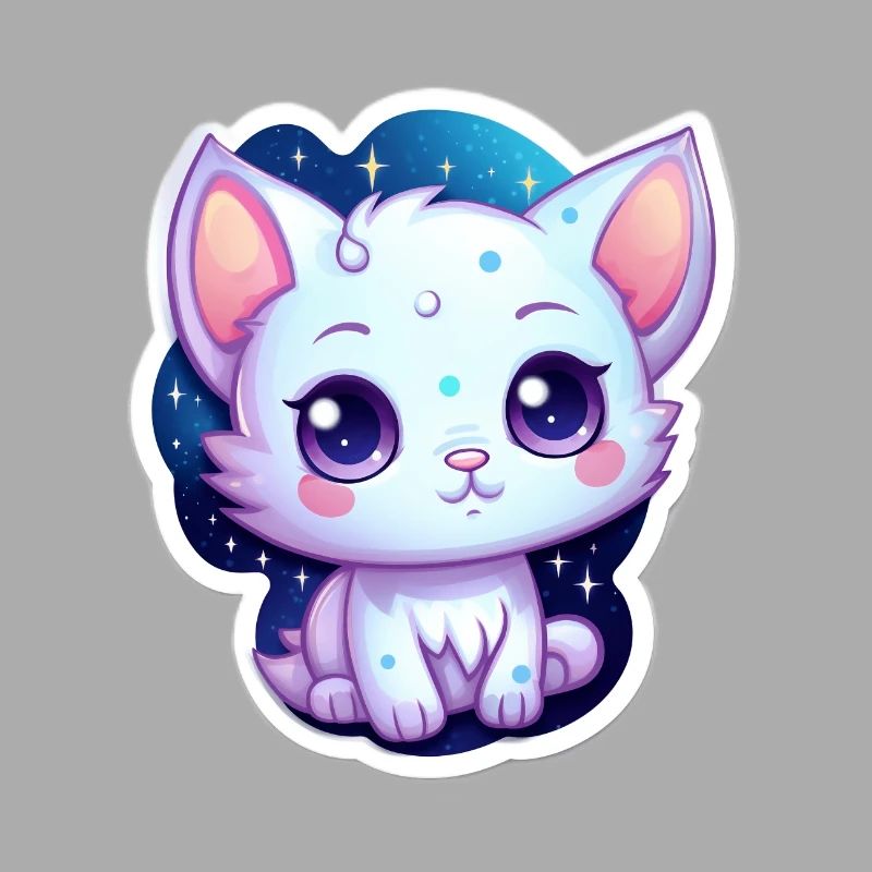 Mignon chat de dessin animé flottant dans l’espace