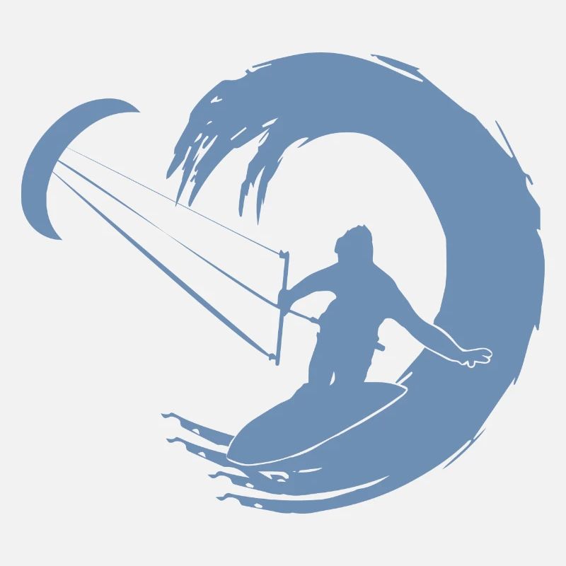 Kitesurfer Silhouette Aventure De Vagues Géantes