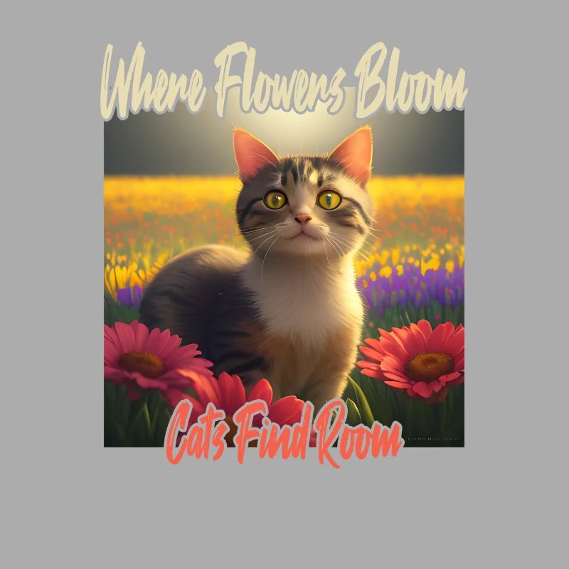 Chat dans la mer de fleurs