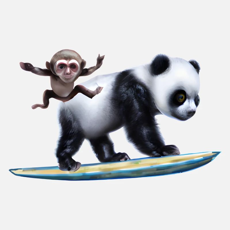 Surfing Panda and Monkey