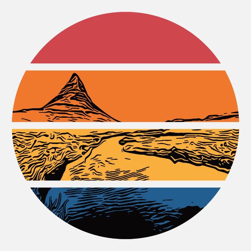 River at sunset with mountain