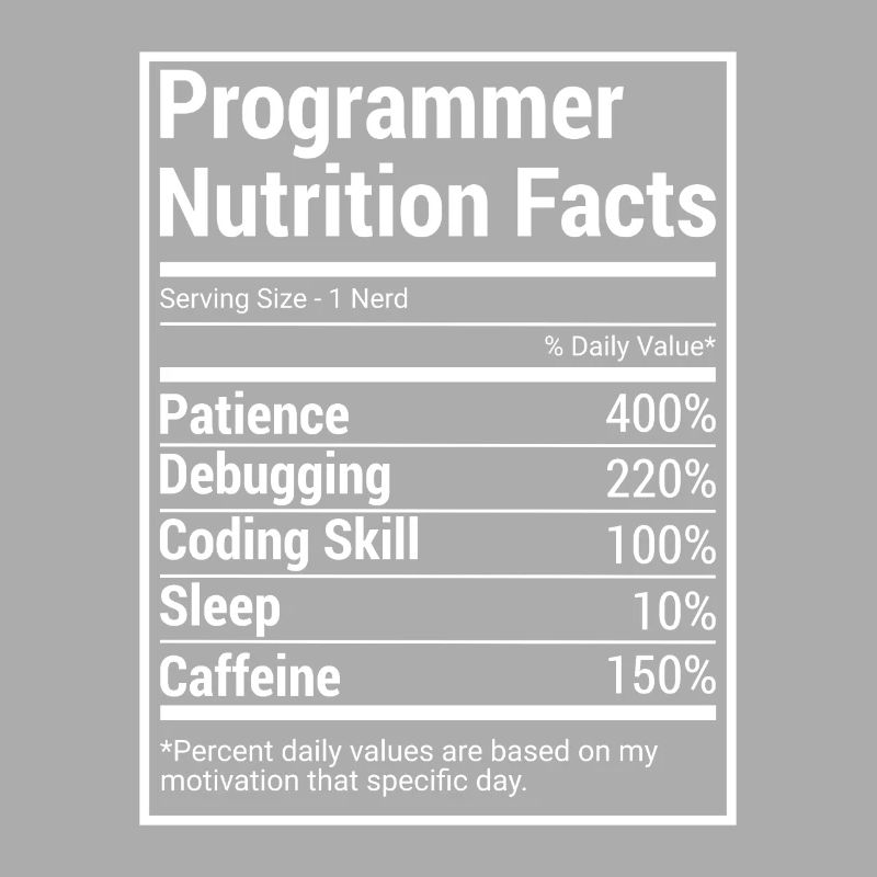 Programmer Nutrition Facts for programmers