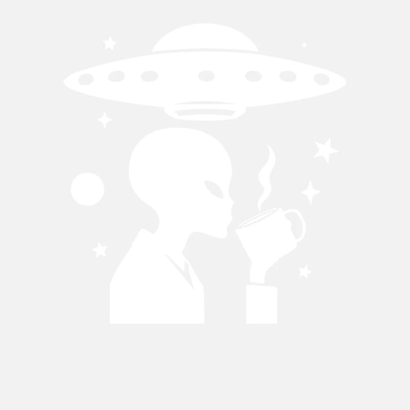 Alien-Silhouette mit Kaffee & UFO