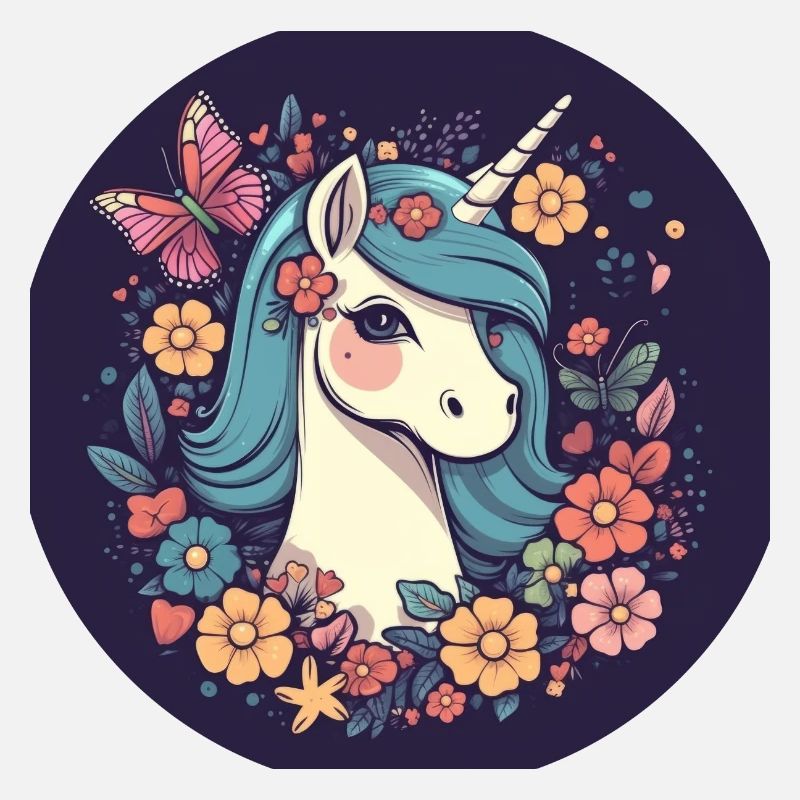 Elegantes Einhorn mit Schmetterling Blumen