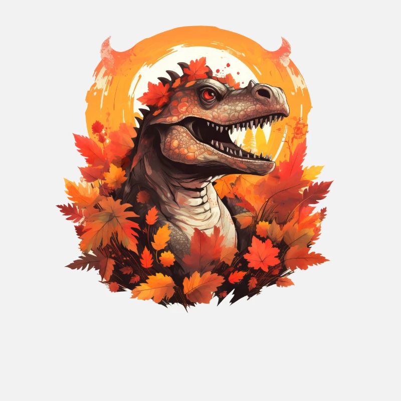 T-Rex d’automne au coucher du soleil feuillage d’automne
