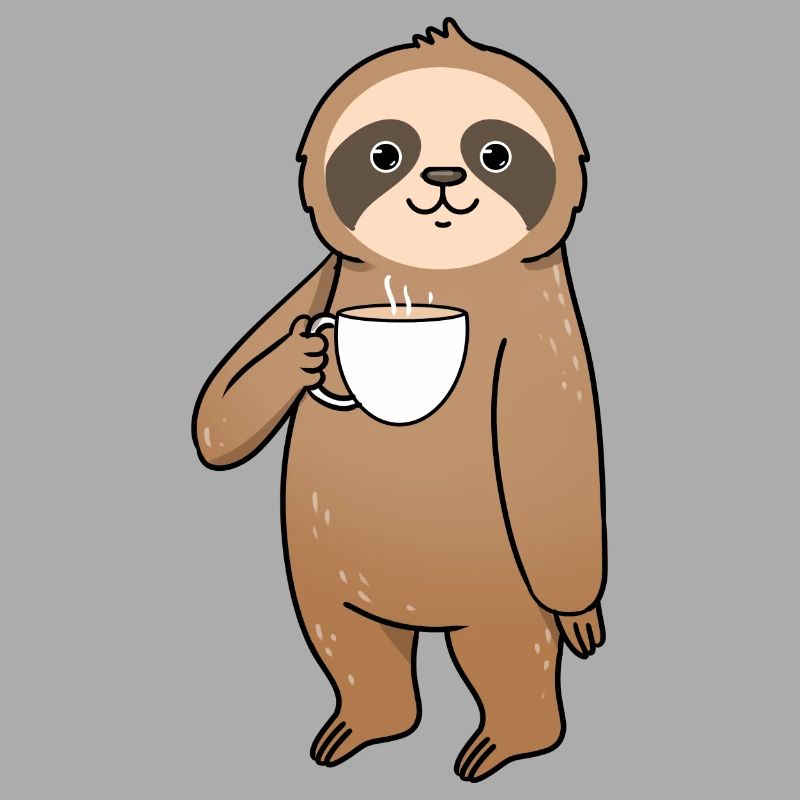 Sloth drinks coffee