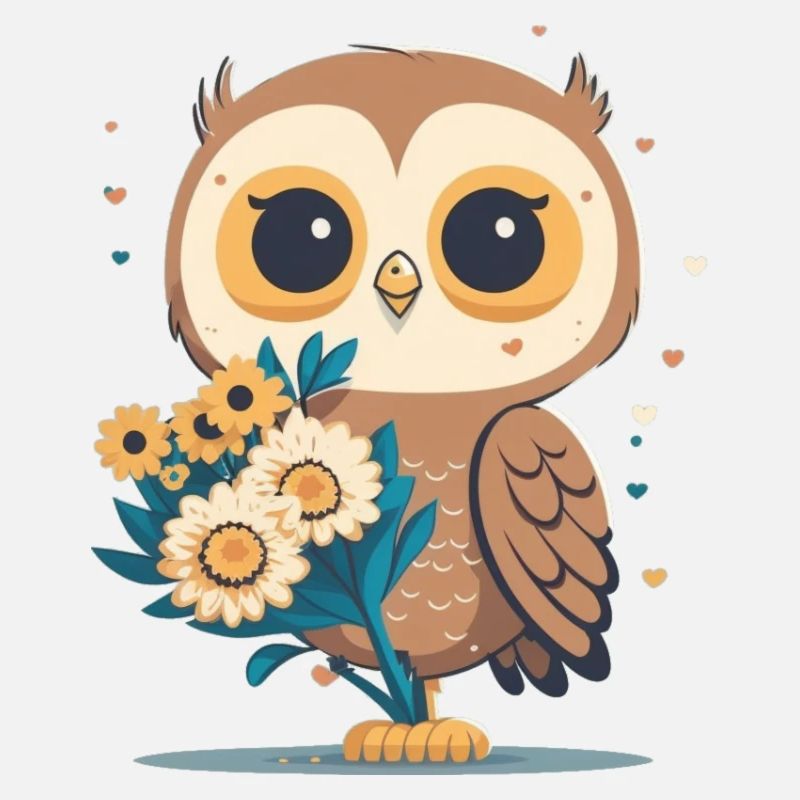 Joli hibou dans la forêt de fleurs 3