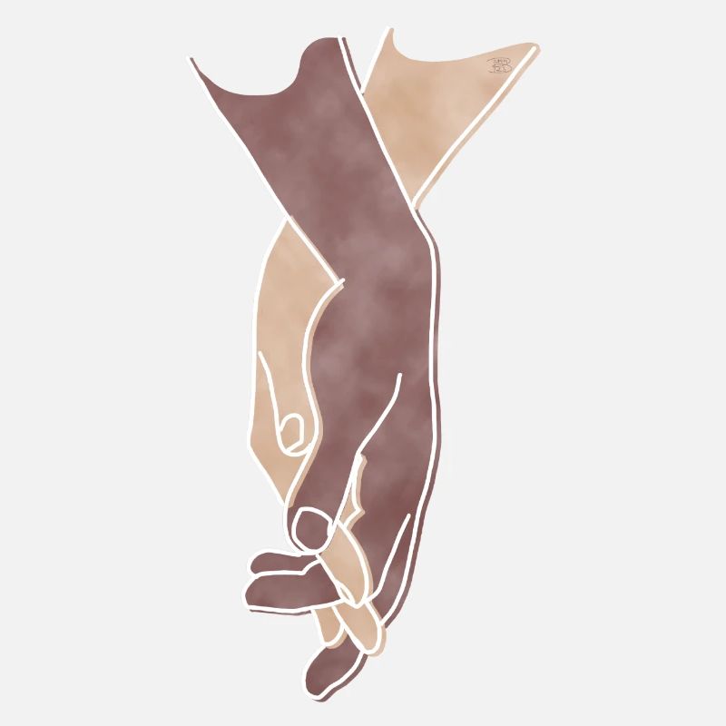 « Getting Close », Boho Line Art Design, Series Hands