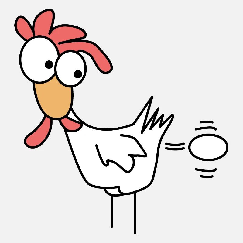 Le poulet pond un oeuf