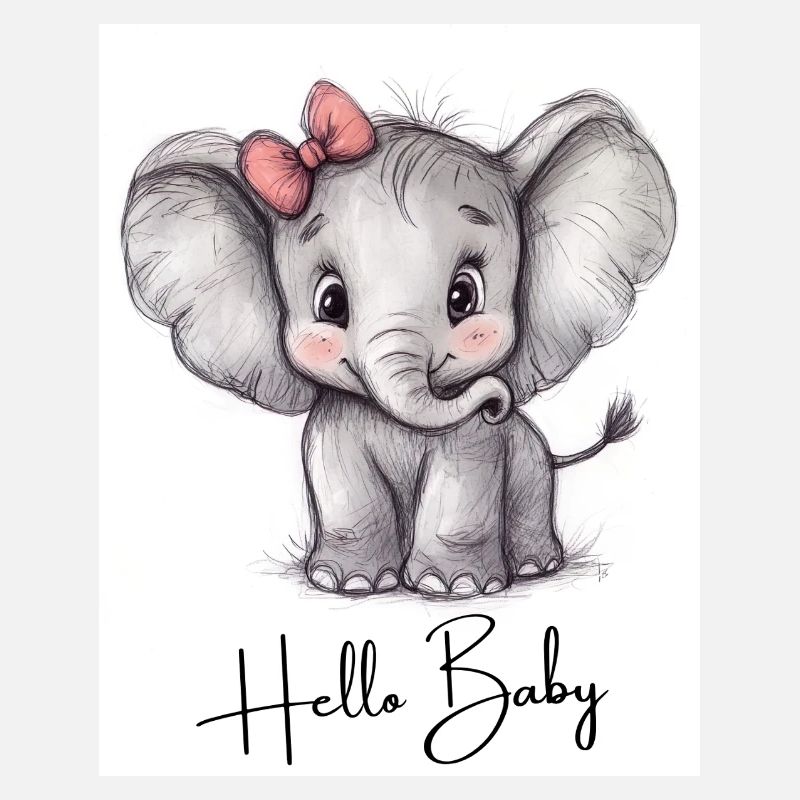 Éléphant « Hello Baby » - Design de bébé mignon