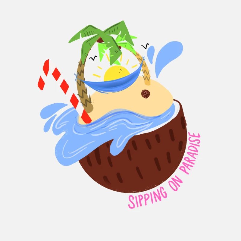 Noix de coco plage soleil vacances d’été cadeau