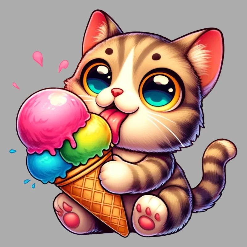 Chat mangeant un chaton de compagnie à la crème glacée