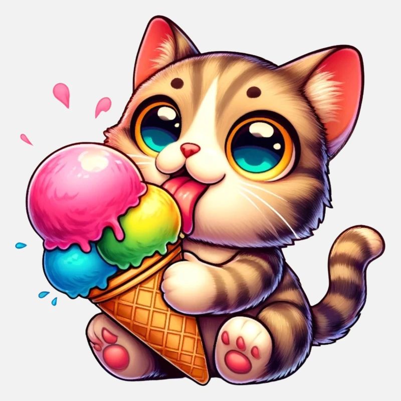 Chat mangeant un chaton de compagnie à la crème glacée