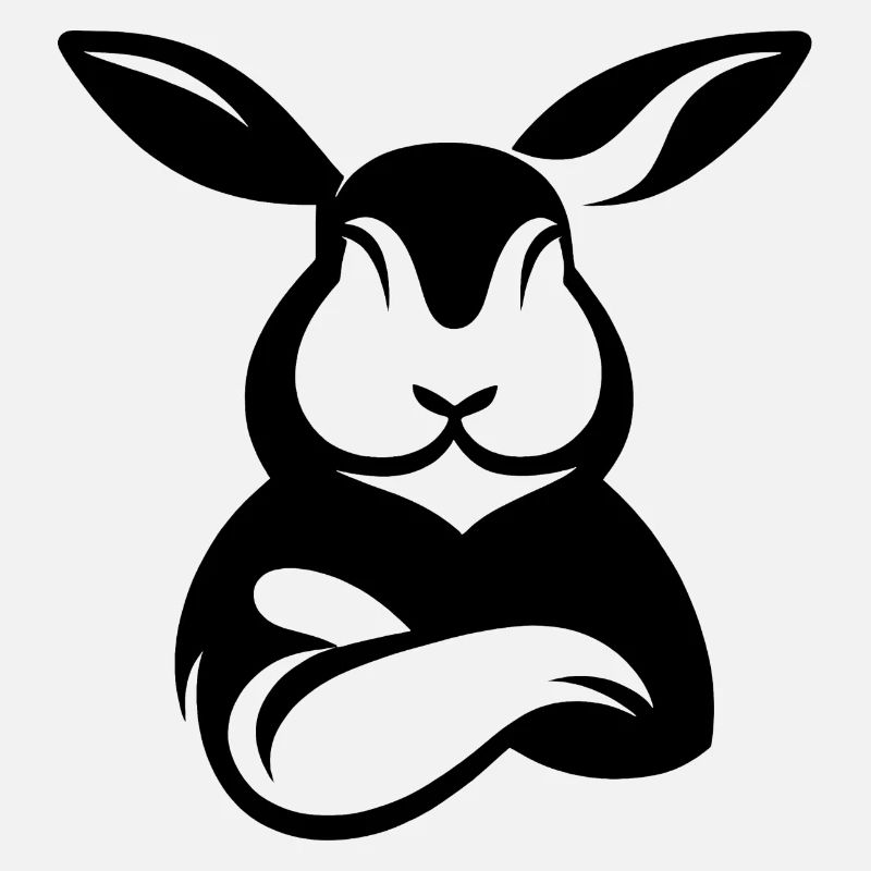 Lapin avec silhouette de bras croisés