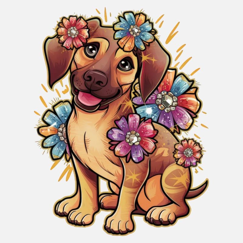 Rhodesian Ridgeback und schönen Blumen