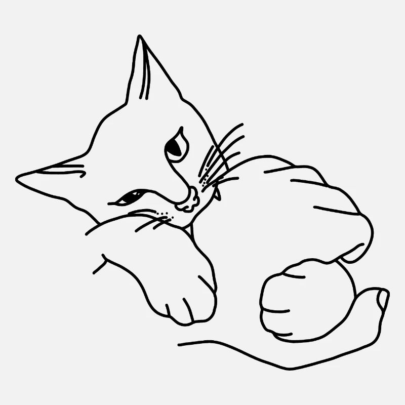 Chat, grignoter, jouer, main