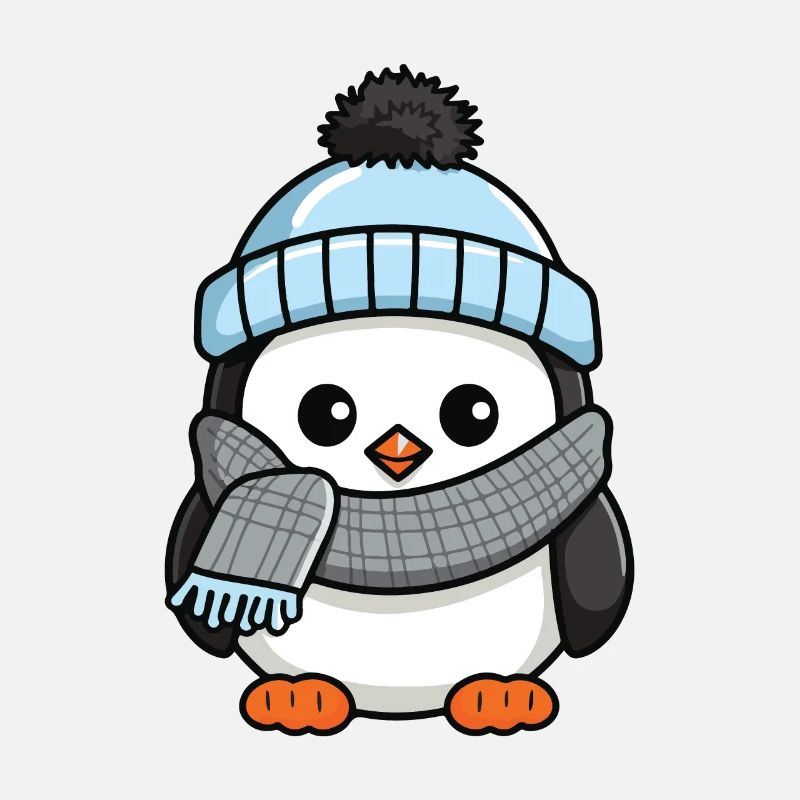 Pingouin Hiver Bande Dessinée Mignon