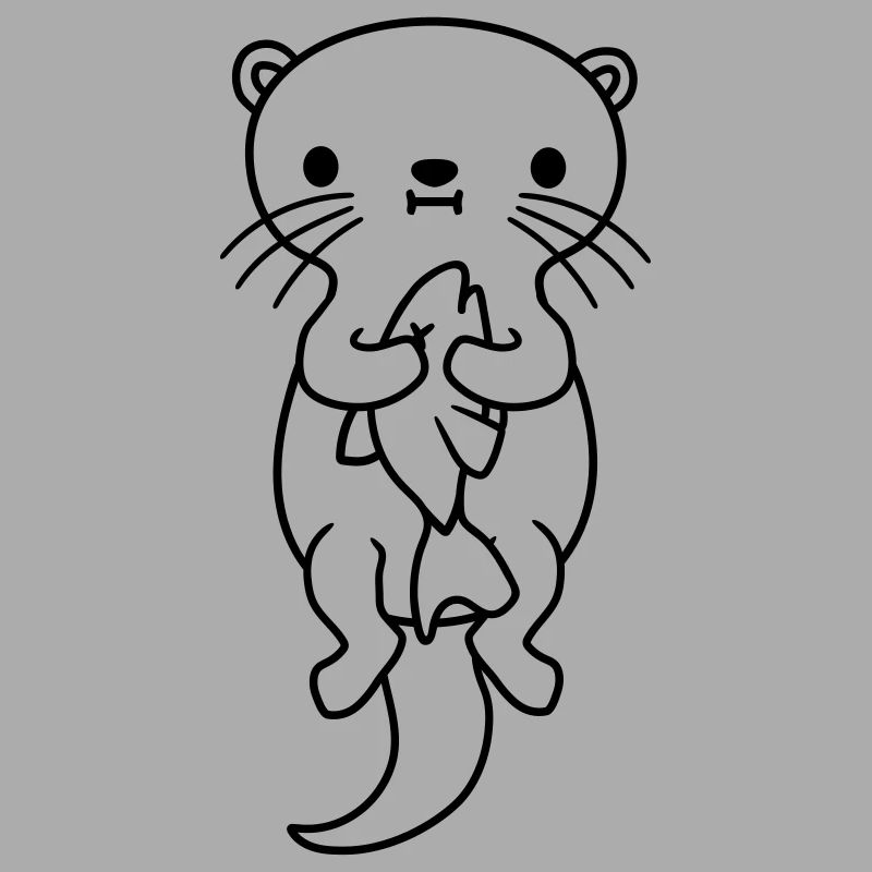 hungry otter eats fish hunger