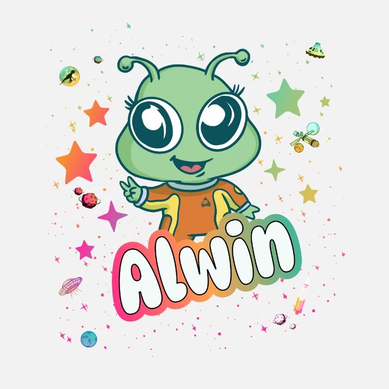 ALWIN - Beau nom de garçon avec un extraterrestre mignon