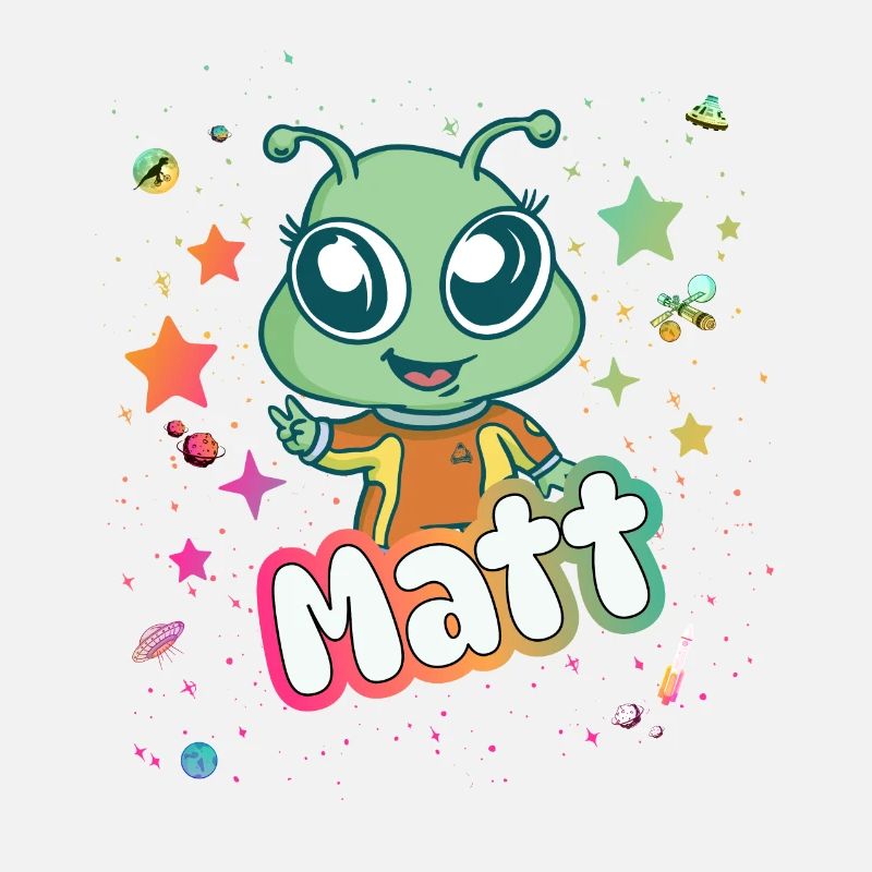 MATT - Beau nom de garçon avec un extraterrestre mignon
