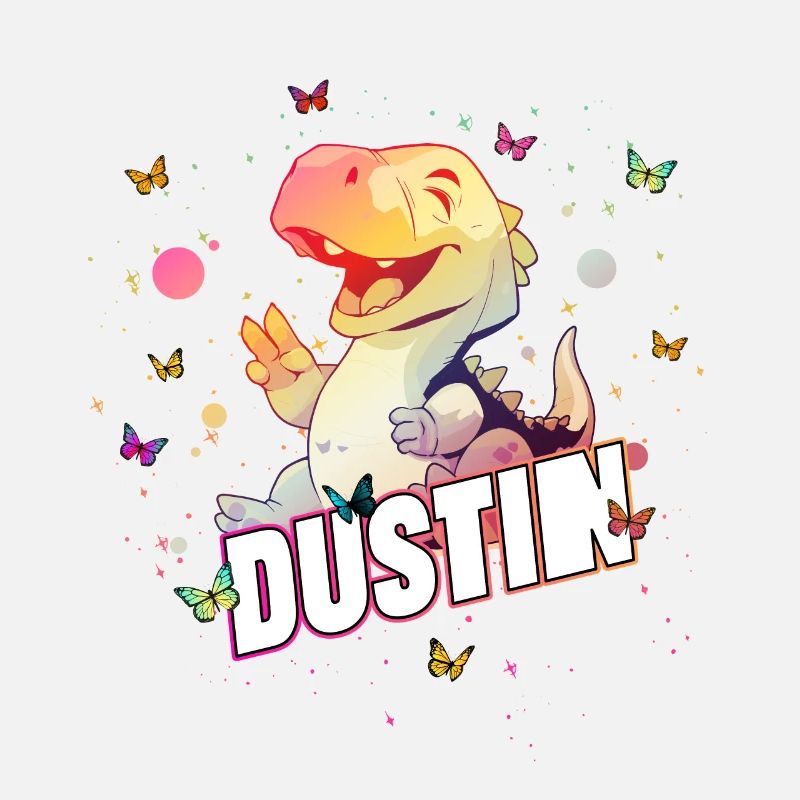 DUSTIN - Beau nom de garçon avec mignon DINO T-REX