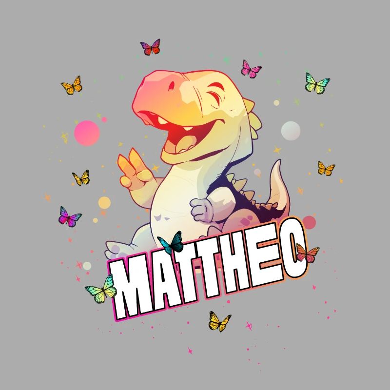MATTHEO - Beau prénom de garçon avec mignon DINO T-REX