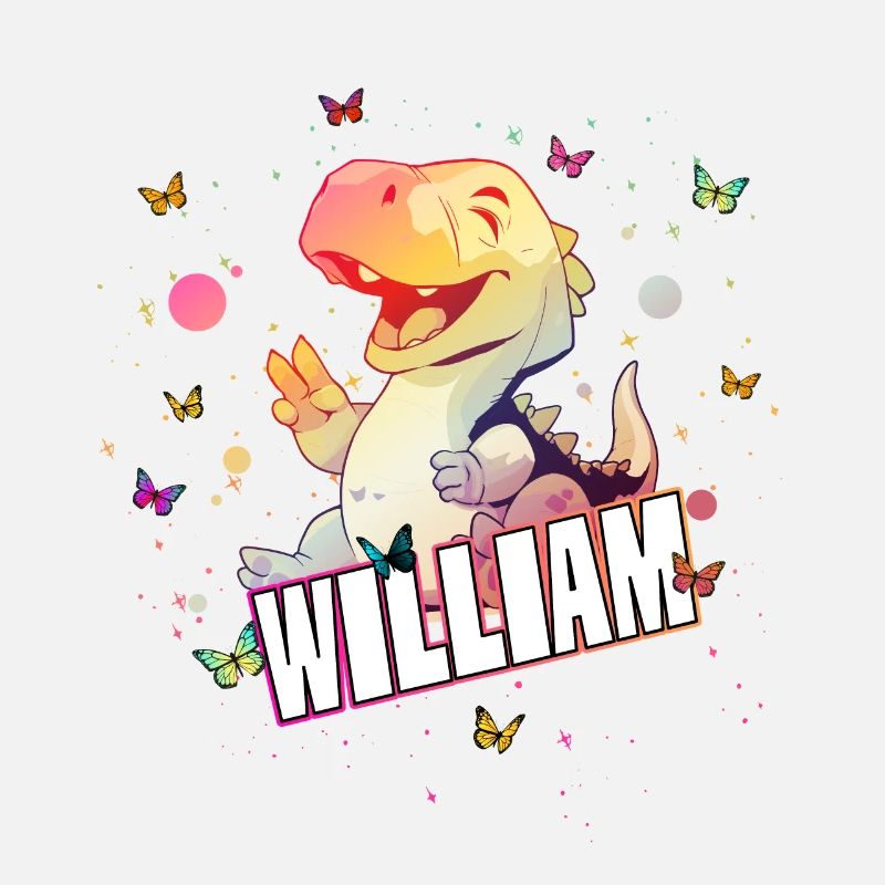 WILLIAM - Schöner Junge Name mit süßem DINO T-REX