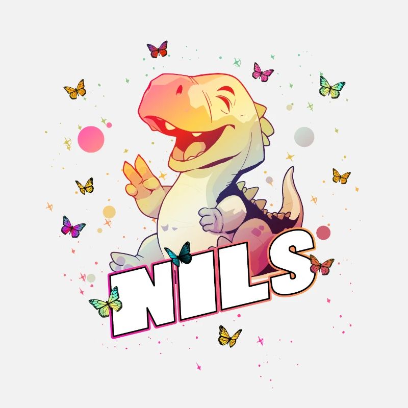 NILS - Schöner Junge Name mit süßem DINO T-REX
