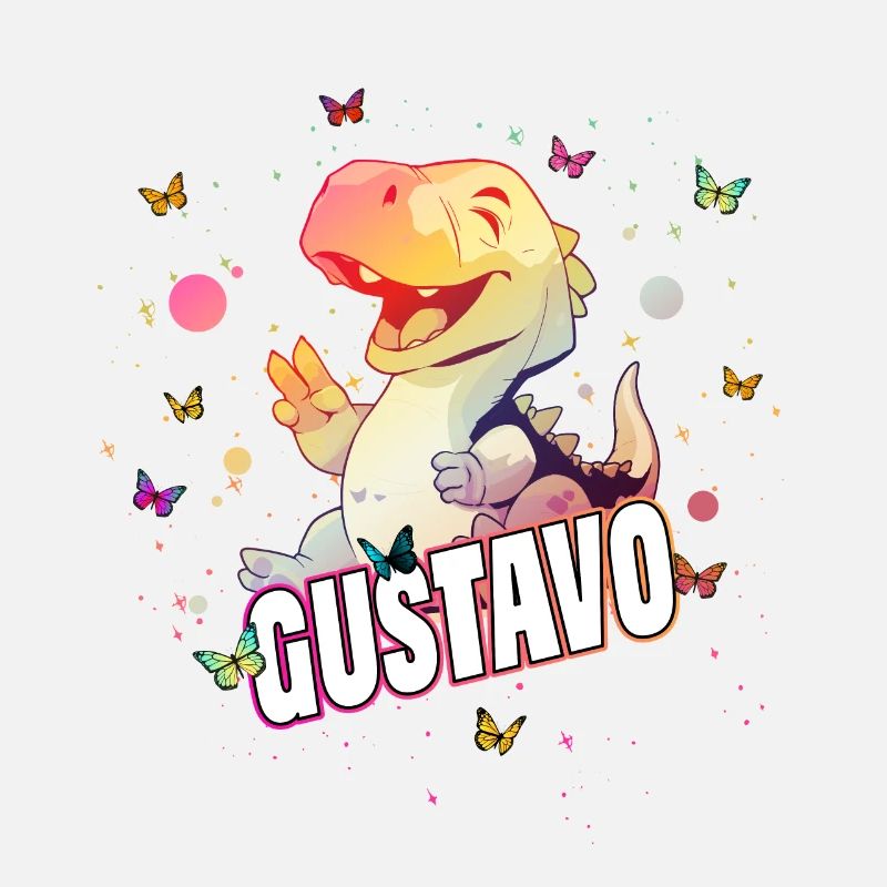 GUSTAVO - Beau prénom GARÇON avec mignon DINO