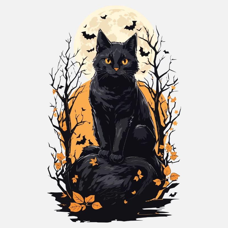 Conception esthétique de la pleine lune de chat d’Halloween
