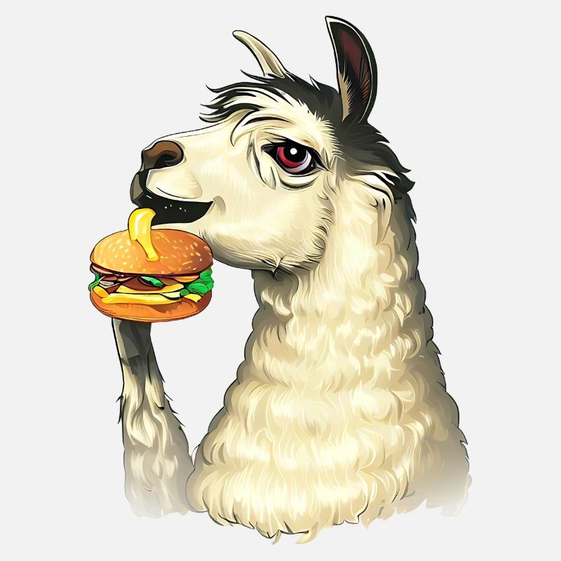 Cheeseburger essendes Lama