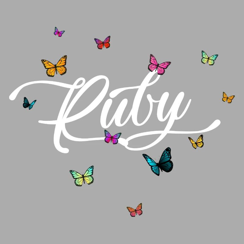 RUBY - Mädchen Name mit bunten Schmetterlingen