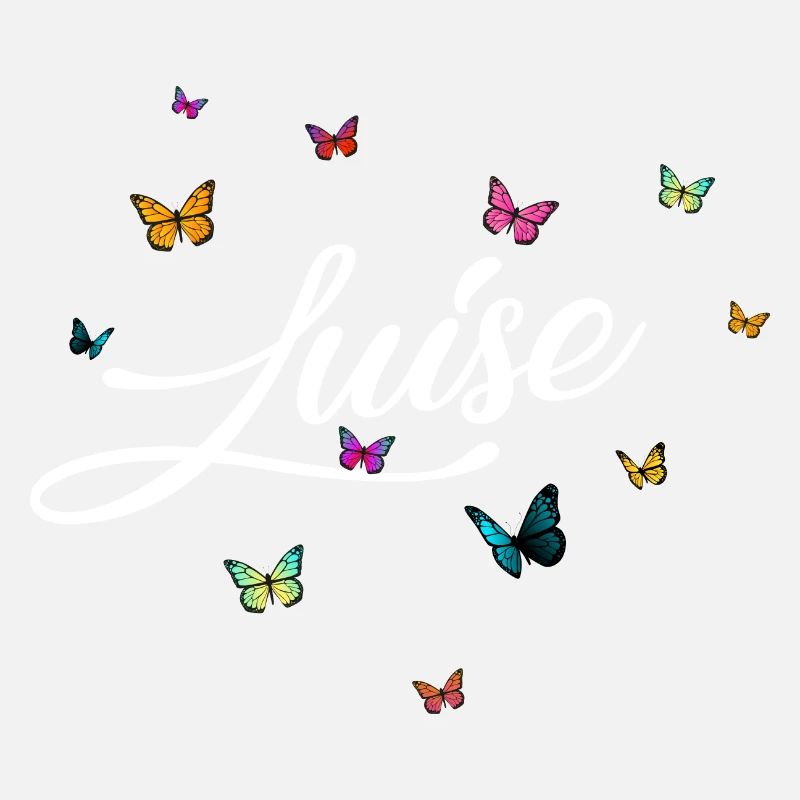 LUISE - Mädchen Name mit bunten Schmetterlingen