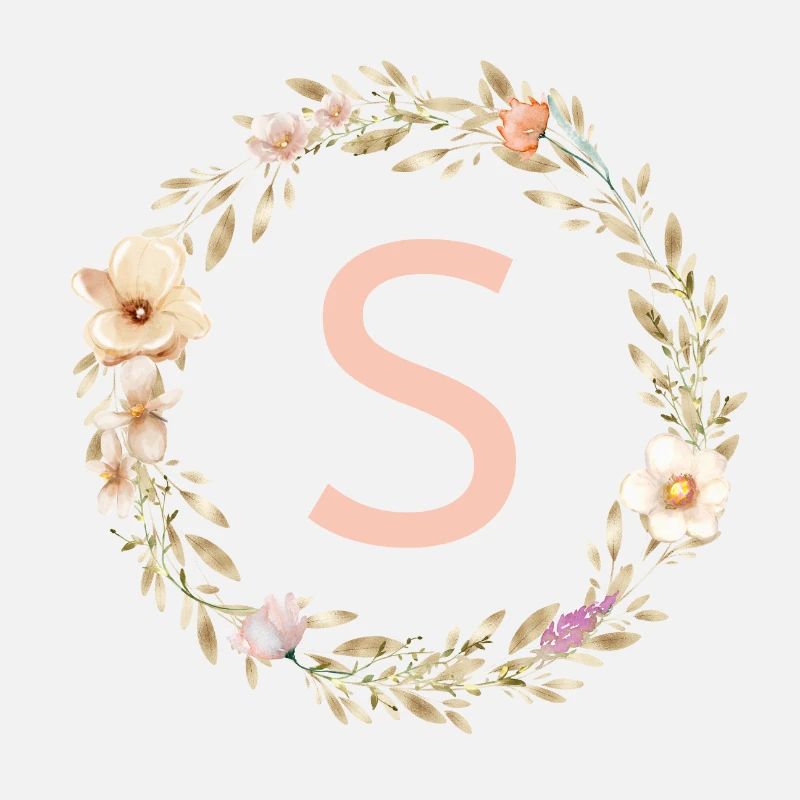 Personalisierbar Monogramm S Blumenkranz Boho