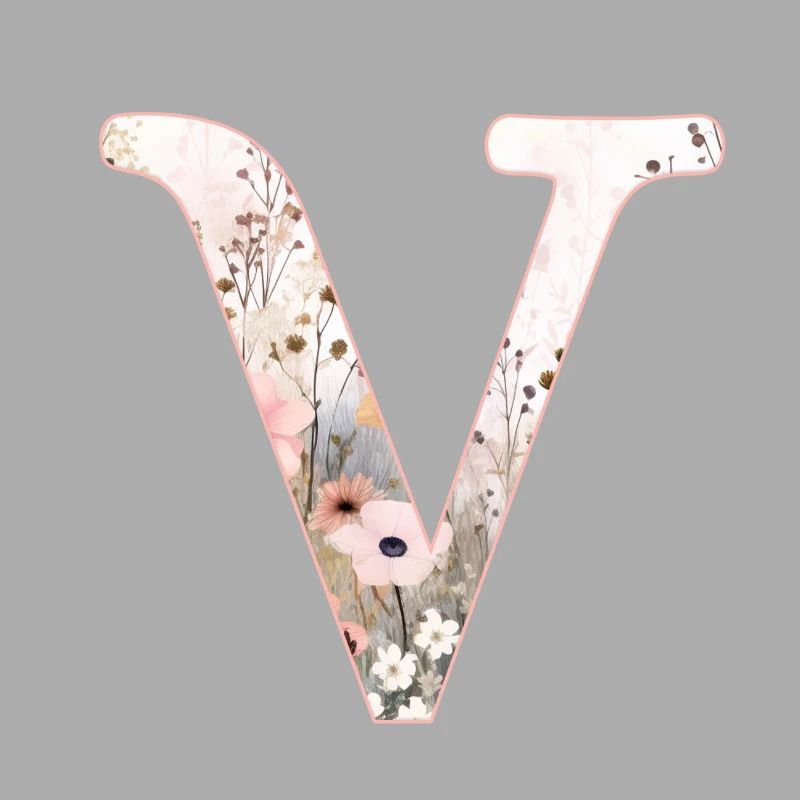 Personalizable Monogram V Floral Pattern