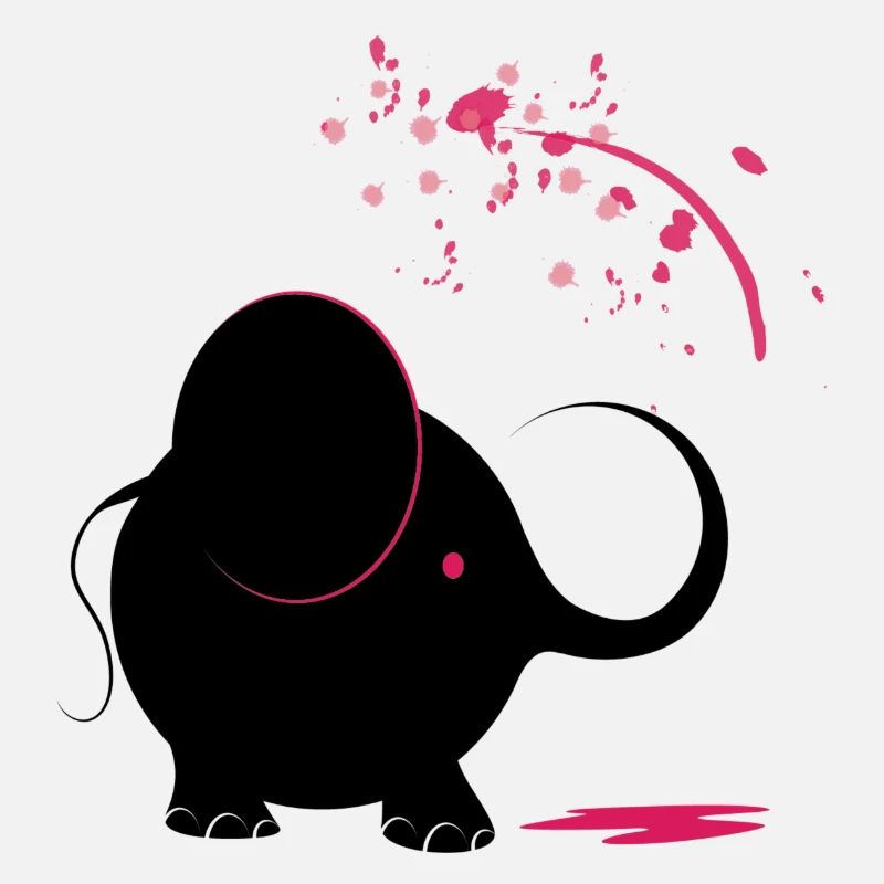 Black elephant with pink paint