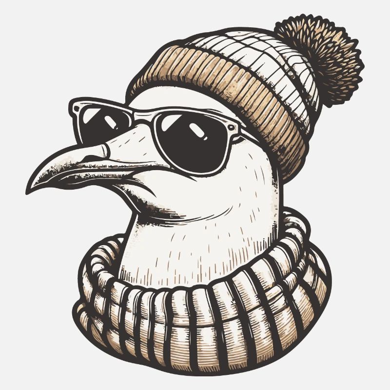 Coole möwe mit sonnenbrille und mütze