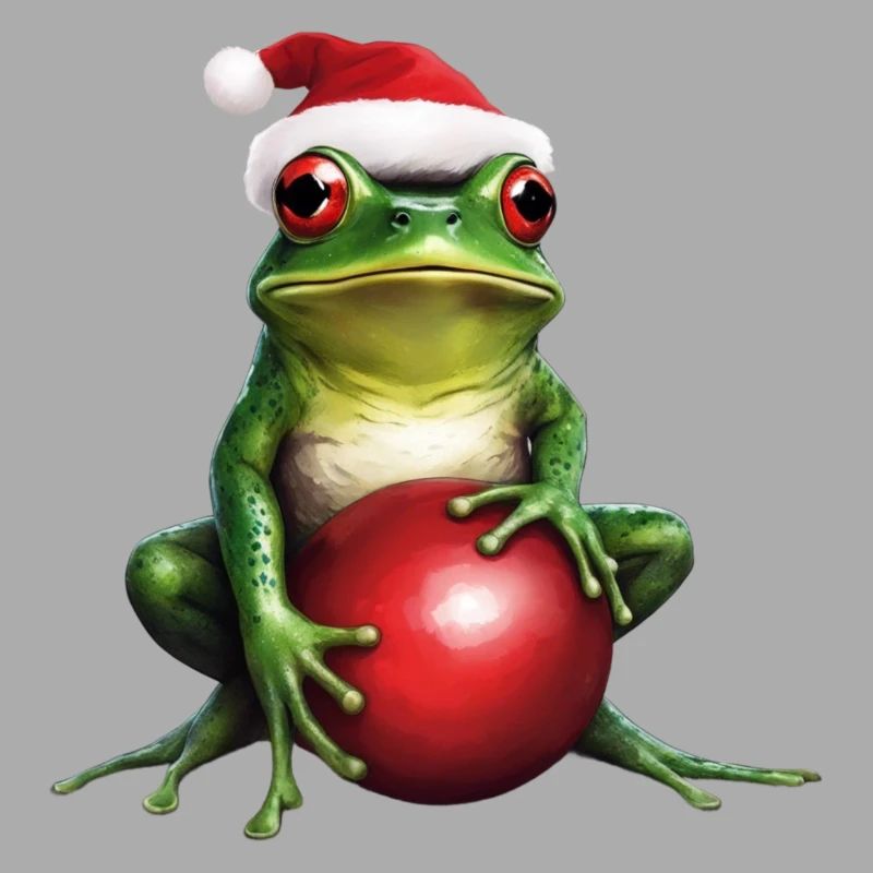 Frosch mit Weihnachtskugel 1