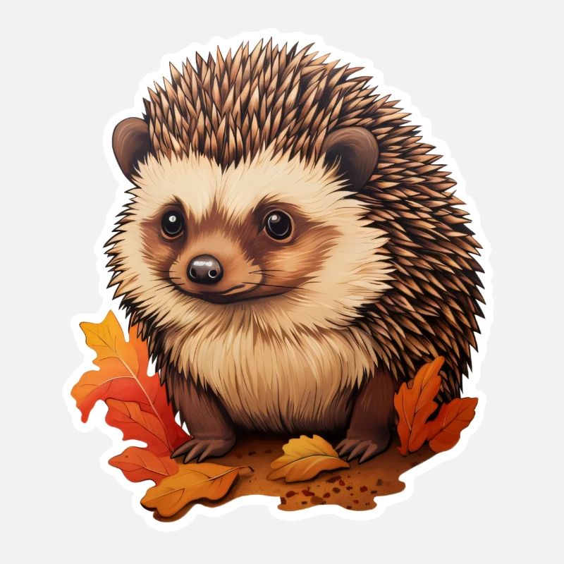 Hérisson avec des feuilles