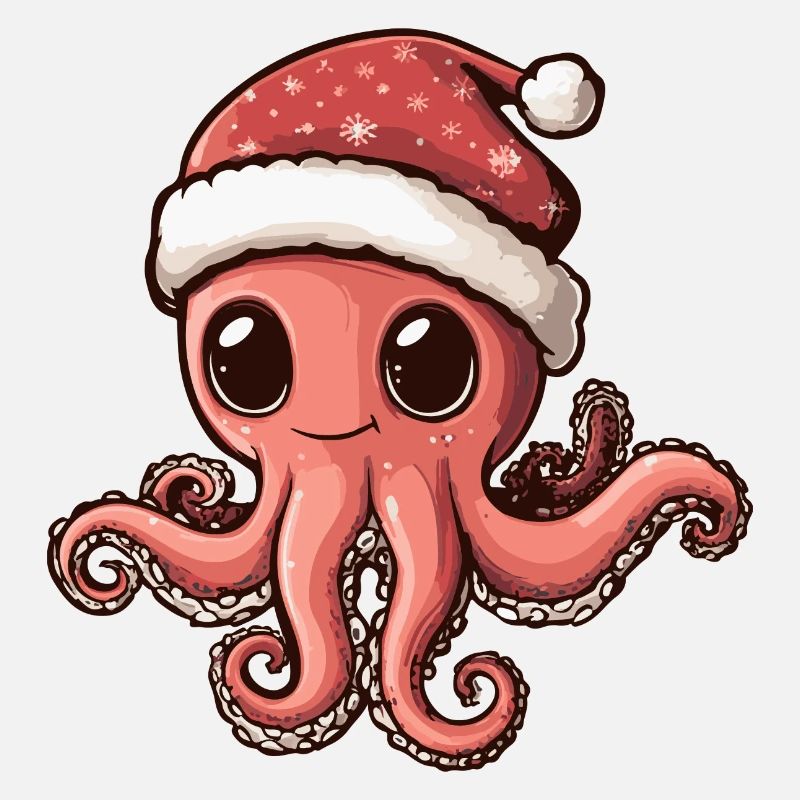Oktopus Weihnachten Comic
