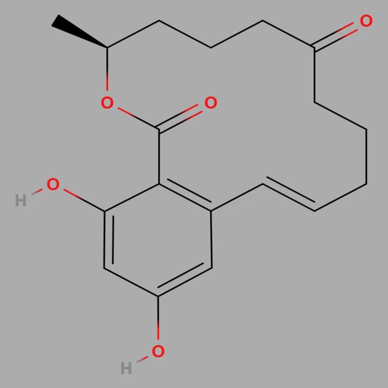Zearalenone Molecule - Colored Structural Formula