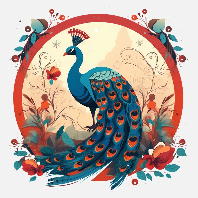 Pfauenvogel mit Floal-Elementen