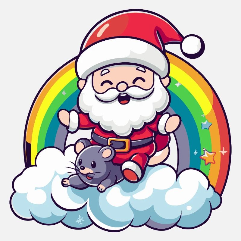 Maus Weihnachtsmann Regenbogen