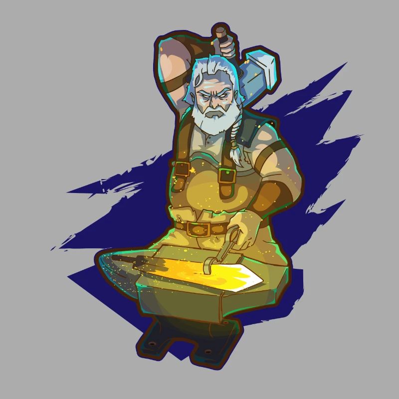 Blacksmith forging sword ember hammer work